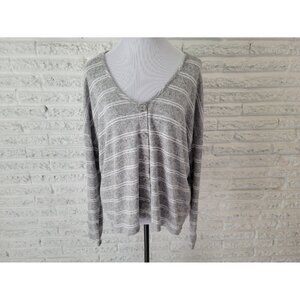 Torrid Women Sweater 2 2X Plus Pullover Scoop Neck Deco Buttons Gray STR101E